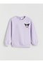 Özmarka New Season Kuromi Printed Girls' Sweatshirt and Leggings - 5