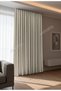 Modern Series Plain Pleated Velvet Textured Background Curtain Beige - 3