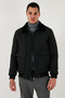 Normal Fit Feather Detailed Collar Zippered Cashmere Coat Men's Coat 5840025 - 3