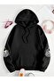 Puppy Graphic Front Chest Back Print Hooded Sweatshirt - 2