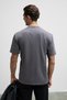 Solo Men's 100% Organic Cotton Thick Textured Comfort Fit Crew Neck Anthracite T-Shirt - 7