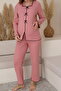 Dusty Rose Maternity and Postpartum Long Sleeve Soft Fabric Bow Tie Waist Adjustable Pajama Set - 3