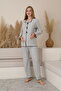 Gray Maternity and Postpartum Long Sleeve Soft Fabric Bow Tie Waist Adjustable Pajama Set - 3