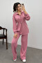 Women's Pink Elastic Waist Zippered Modal Sweat Suit