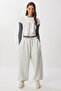 Shardonlu Knitted Barrel Fit Sweatpants Lub0251 Gray Melange - 4
