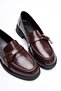 Women's Patent Leather Loafer Platinum Buckle Brown Elor - 2