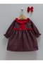 Baby Girl Dress 100% Cotton Winter (3-18 Months) – Ruffled Collar, Checkered Pattern