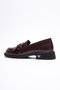 Women's Patent Leather Loafer Platinum Buckle Brown Elor - 4