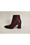 Women's Genuine Leather Burgundy Heeled Boots