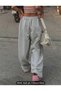 gray women's baggy plus size sportswear quality loose fit stretchy comfortable fabric sweatpants237 - 2