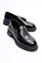 Women's Patent Leather Loafer with Tassels Black Riva