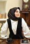 وشاح حريري تيفيل بنمط مختلط أسود وتان IST 11393 - 28 - 2