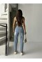 Women's Stone Washed Belted Apollet Mom Jeans - 4