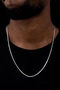 Men's Basic Long Flat Silver Stainless Steel Necklace - 5