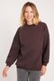 Women's Oversize Wide Cut Cotton 3 Thread Crew Neck Brown Sweatshirt - 2