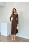 Boat Neck Shoulder Detail Long Leonora Women's Dress for Special Occasions and Daily Wear - 3