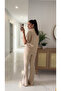 Dlvin Sia Beige Asymmetrical Cut Knitted Pants Set - 4