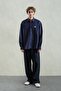 Oxford Embroidered Navy Blue Shirt - 5