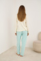 Green Bow Embroidered Cotton Ribbed Camisole Knitted Pajama Set25226012 - 3