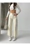 Women's Cargo Pocketed Tinted Ice Snow Loose Fit Denim Jeans - 3