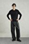 Men's Slim Fit Buttoned Knitwear Black T-Shirt - 3