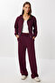 Hooded Knitted Top and Bottom Set Lzv0033 Mürdüm - 3