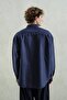 Oxford Embroidered Navy Blue Shirt - 3