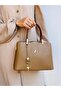 Faux Leather Women's Bag with Shoulder and Hand Straps - 8