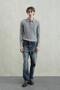 Men's Slim Fit Buttoned Polo Collar Knitwear Gray T-Shirt