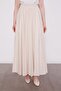 Beige Stone Collar Detail Pleated Skirt Set - 5