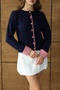 Woven Garnished Soft Textured Knitwear Cardigan Aw25Hi0042 - 3