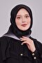 وشاح حريري من التويل مع حواف سوداء - 3