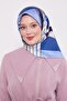 وشاح حريري بنمط المتاهة الزرقاء - 3