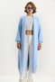Women's Baby Blue Shawl Collar Soft Textured Bearded Long Knitwear Soft Cardigan Th251015 60283574 - 4