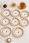 Bird Patterned Pink Striped 6-Piece Cake and Dessert Plate Set (20 cm) – Modern and Stylish Presentation Plates - 3