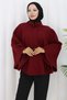 Belted Cashmere Poncho Burgundy Hm2842