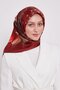 وشاح حريري من التويل بنمط زهرة اللوتس باللون العنابي - 4