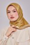 Oil Green Twill Silk Scarf with Border Trim - 3