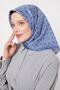 وشاح حريري بنمط ملتف مخطط باللون النيلي - 2