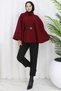 Belted Cashmere Poncho Burgundy Hm2842 - 4