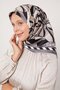 وشاح حريري من نسيج التويل بنمط الزنبق الرمادي - 4