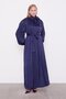 Navy Blue Belt Detailed Satin Dress