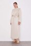 Beige Floral Stone Detailed Cupra Dress - 2