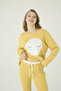 Closed Eye Printed Pajama Set with Leg and Waist White Rubber Detail - 2