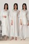 Women's Ecru Design Princess Sleeve Maternity Pajama Set Nightgown 4-Piece Set - 3