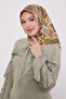 وشاح حريري بنمط بيتونيا باللون الأخضر الزيتي - 2