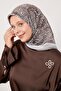 وشاح حريري بنمط عرقي فضي اللون - 3