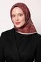وشاح حريري بنمط عرقي تجريدي باللون الأحمر - 3