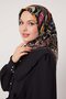 وشاح حريري منسوج بنمط زهور مختلطة من فرو المنك الداكن - 3