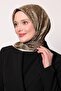 وشاح حريري بنمط عرقي تجريدي باللون الأخضر الزيتي - 2